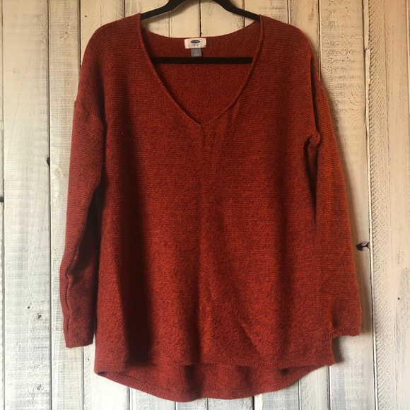 Old Navy Sweaters - Old Navy Cozy Orange Knit V-Neck Sweater